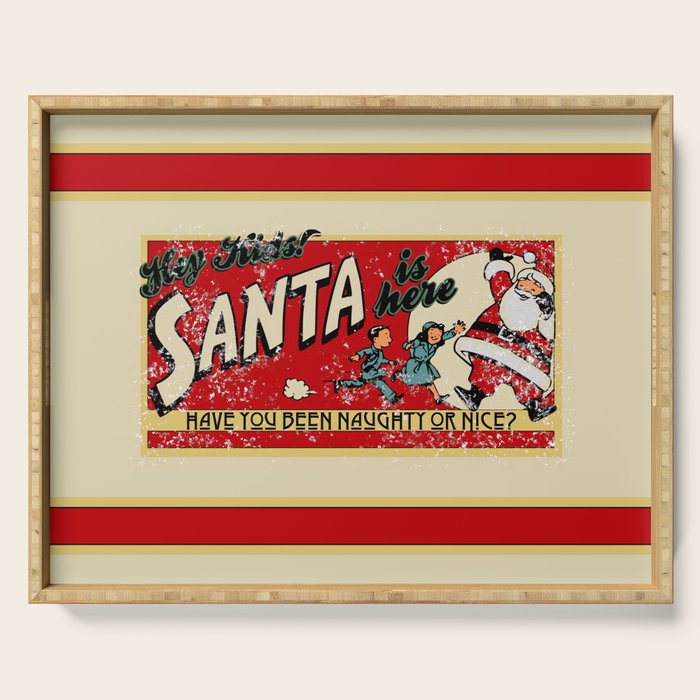 Naughty or Nice?, Vintage Santa Poster Serving Tray Gallery Image 1