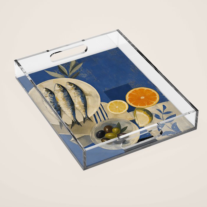 Still Life with Sardines and Citrus Acrylic Tray Gallery Image 1