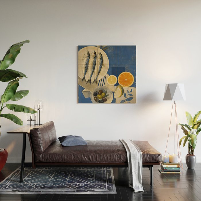 Still Life with Sardines and Citrus Wood Wall Art Gallery Image 2