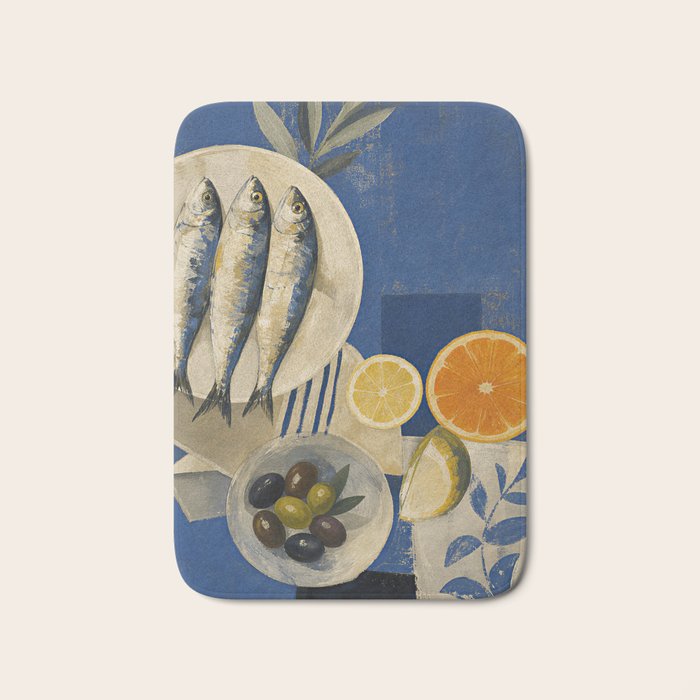 Still Life with Sardines and Citrus Bath Mat Gallery Image 1