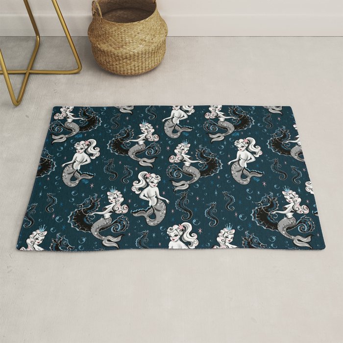 Pearla the Mermaid Riding on a Seahorse Rug Gallery Image 1
