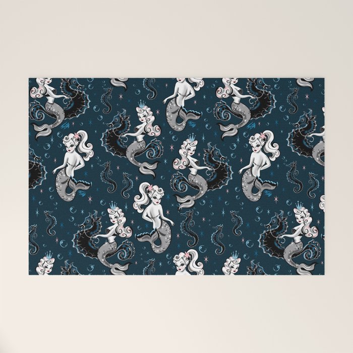 Pearla the Mermaid Riding on a Seahorse Welcome Mat Gallery Image 1