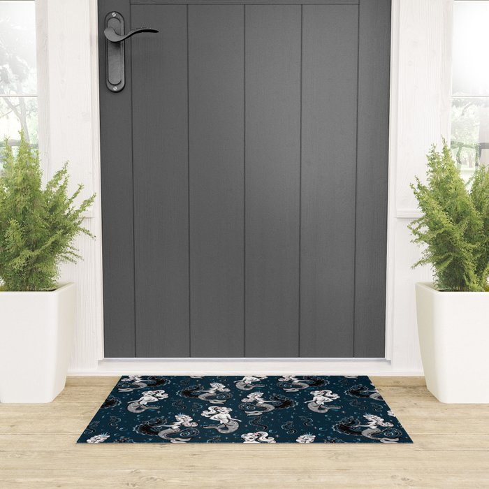 Pearla the Mermaid Riding on a Seahorse Welcome Mat Gallery Image 3