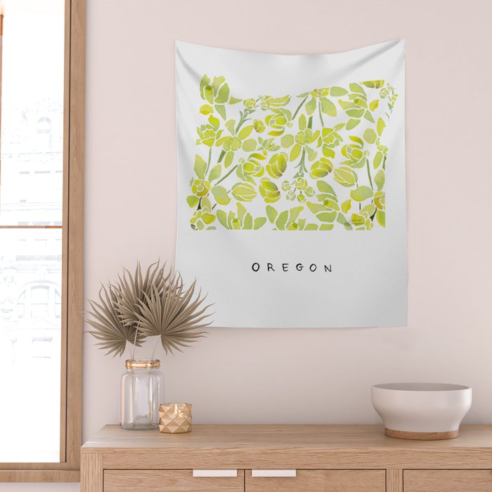 Oregon State Flower - Tall Oregon Grape Wall Tapestry Gallery Image 2