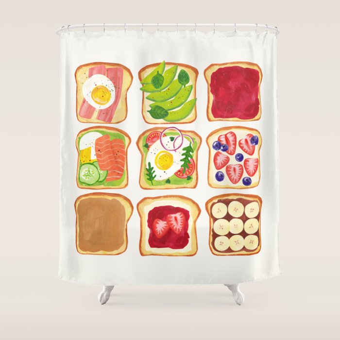 The Toast Club: Brunch Art Shower Curtain Gallery Image 1