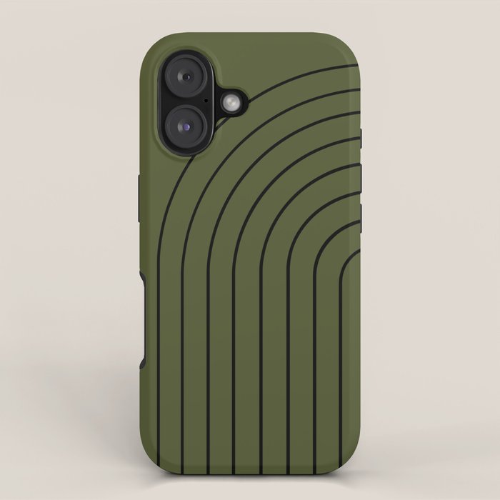 Minimal Arch XII Dark Green Modern Geometric Lines iPhone Case Gallery Image 1