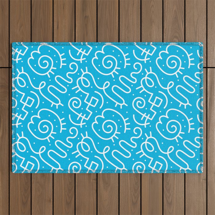Fun abstract line doodle art pattern Outdoor Rug Gallery Image 1