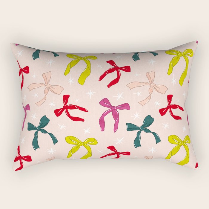 Festive Bows And Ribbons Pattern Rectangular Pillow Gallery Image 1