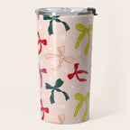 Festive Bows And Ribbons Pattern Travel Mug Gallery Image 2