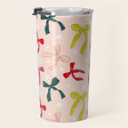 Festive Bows And Ribbons Pattern Travel Mug Gallery Image 3