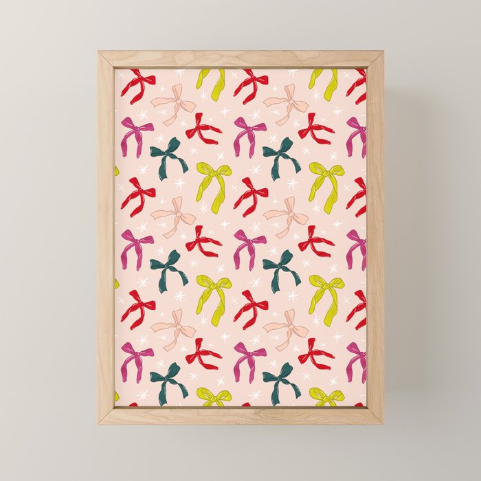 Festive Bows And Ribbons Pattern Mini Art Print Gallery Image 1