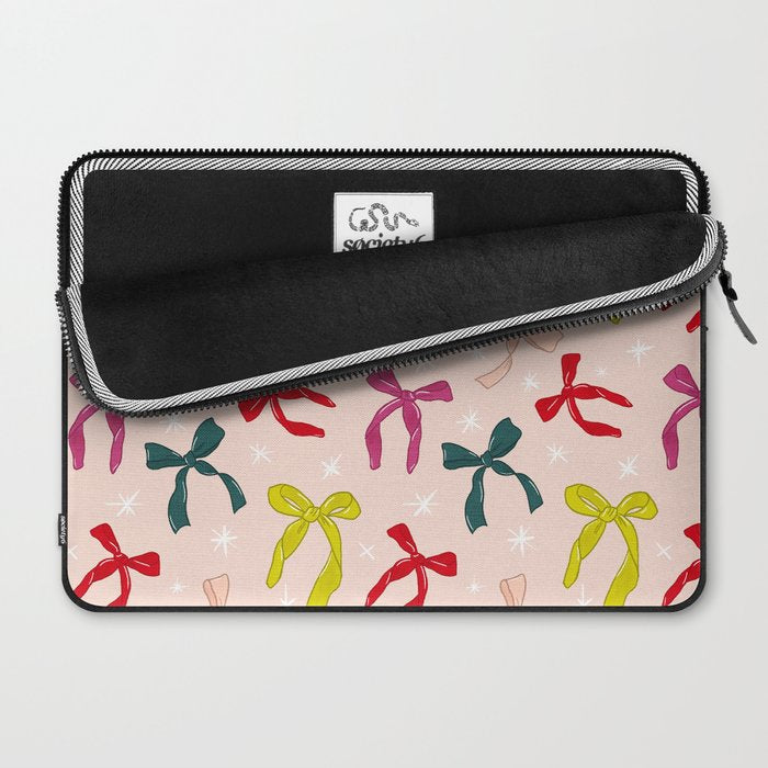 Festive Bows And Ribbons Pattern Laptop Sleeve Gallery Image 2