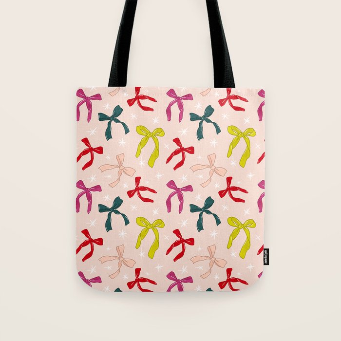 Festive Bows And Ribbons Pattern Tote Bag Gallery Image 1