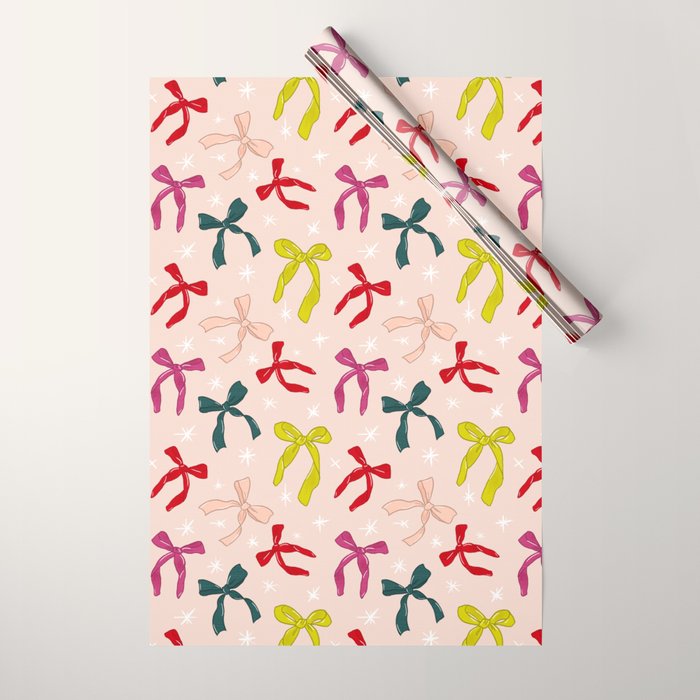 Festive Bows And Ribbons Pattern Wrapping Paper Gallery Image 1