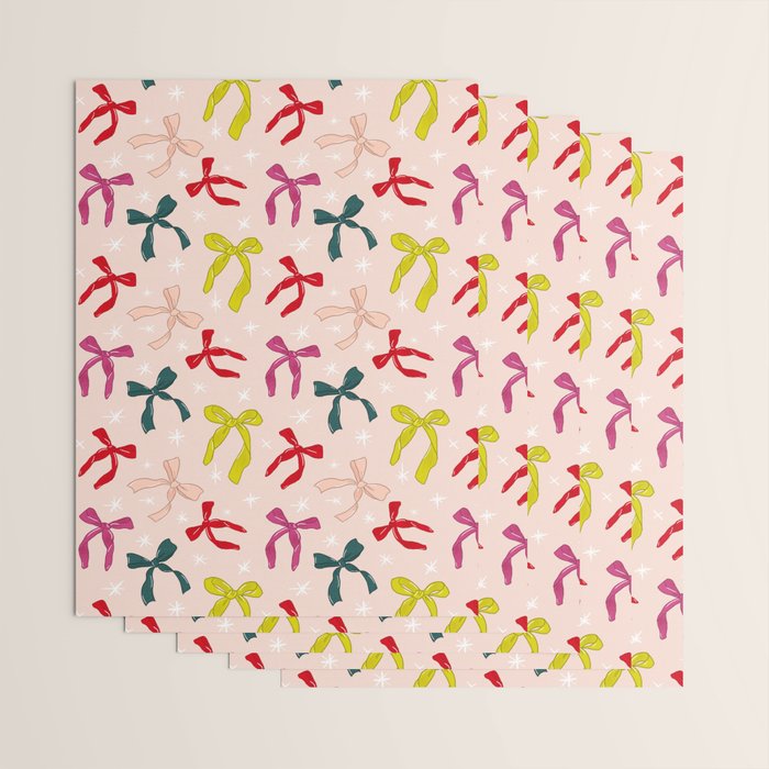 Festive Bows And Ribbons Pattern Wrapping Paper Gallery Image 3