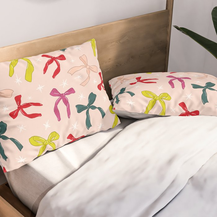 Festive Bows And Ribbons Pattern Pillow Sham Gallery Image 2