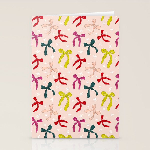 Festive Bows And Ribbons Pattern Stationery Card Gallery Image 2