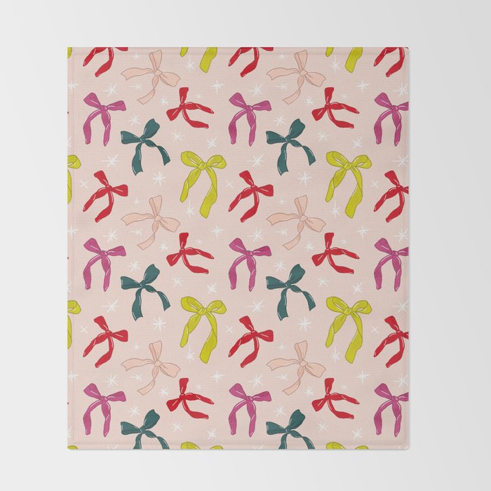 Festive Bows And Ribbons Pattern Throw Blanket Gallery Image 2