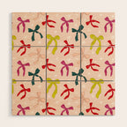Festive Bows And Ribbons Pattern Wood Wall Art Gallery Image 1