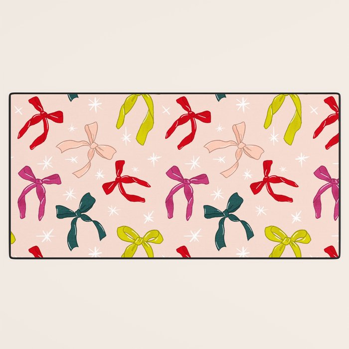 Festive Bows And Ribbons Pattern Desk Mat Gallery Image 3