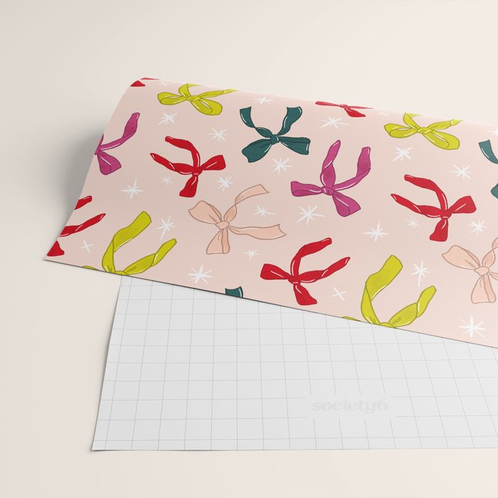 Festive Bows And Ribbons Pattern Wrapping Paper Gallery Image 2