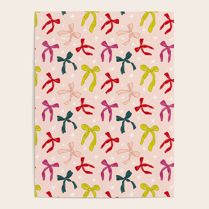 Festive Bows And Ribbons Pattern Poster Gallery Image 1