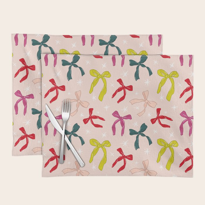 Festive Bows And Ribbons Pattern Placemat Gallery Image 1