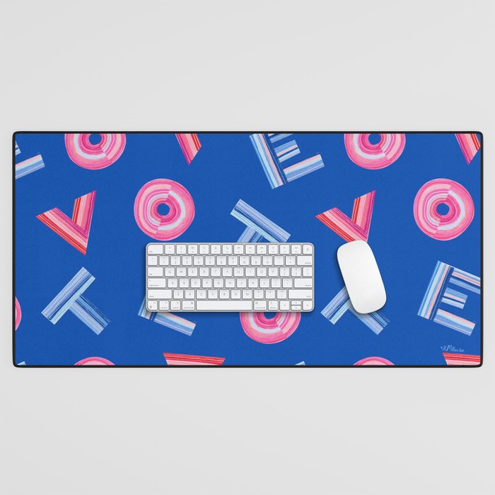 Cast Your Vote | Hand-Lettered Pattern in Blue Desk Mat Gallery Image 1