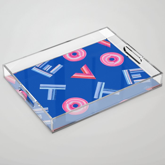 Cast Your Vote | Hand-Lettered Pattern in Blue Acrylic Tray Gallery Image 1