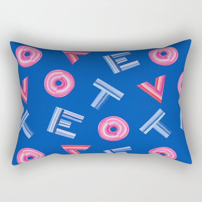 Cast Your Vote | Hand-Lettered Pattern in Blue Rectangular Pillow Gallery Image 2