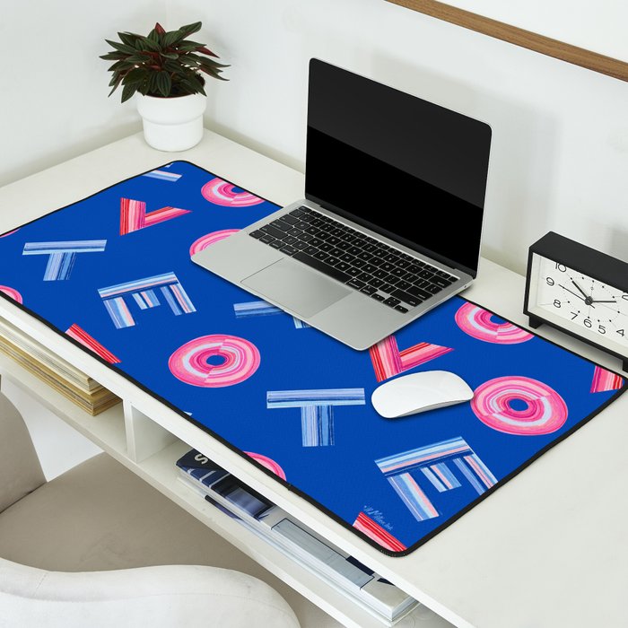 Cast Your Vote | Hand-Lettered Pattern in Blue Desk Mat Gallery Image 2