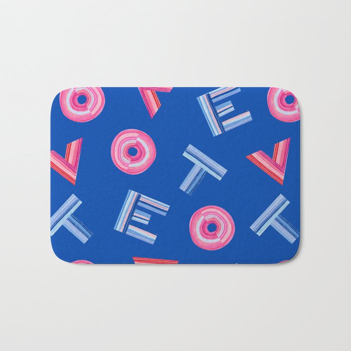 Cast Your Vote | Hand-Lettered Pattern in Blue Bath Mat Gallery Image 1