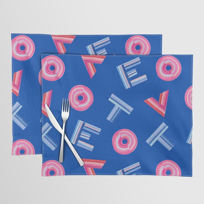 Cast Your Vote | Hand-Lettered Pattern in Blue Placemat Gallery Image 1