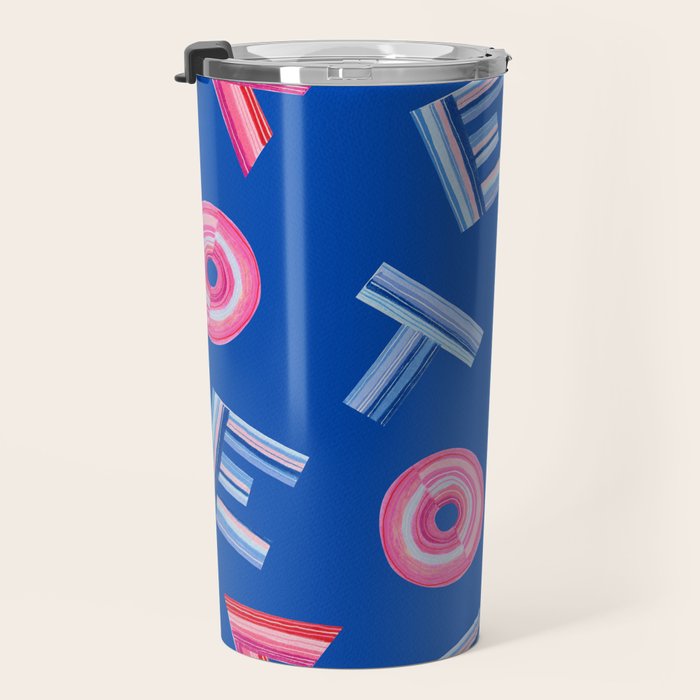 Cast Your Vote | Hand-Lettered Pattern in Blue Travel Mug Gallery Image 3