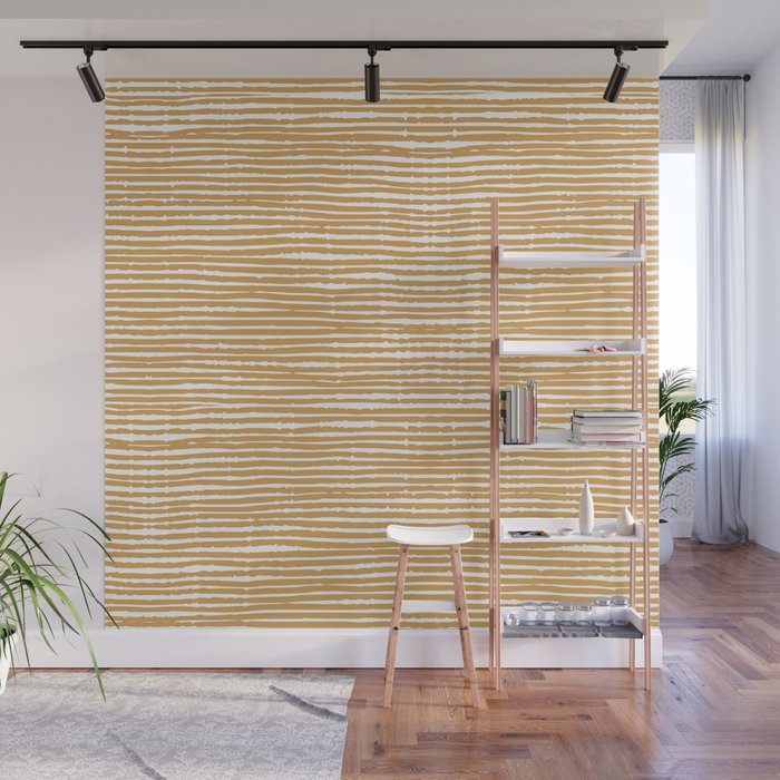 Mustard Yellow Striped Abstract Pattern Wall Mural Gallery Image 1
