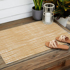 Mustard Yellow Striped Abstract Pattern Outdoor Rug Gallery Image 2