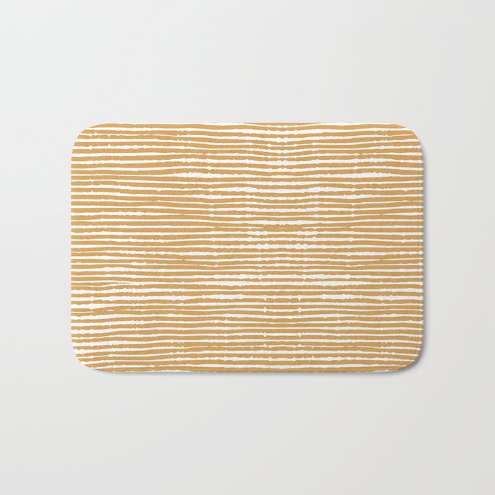 Mustard Yellow Striped Abstract Pattern Bath Mat Gallery Image 1