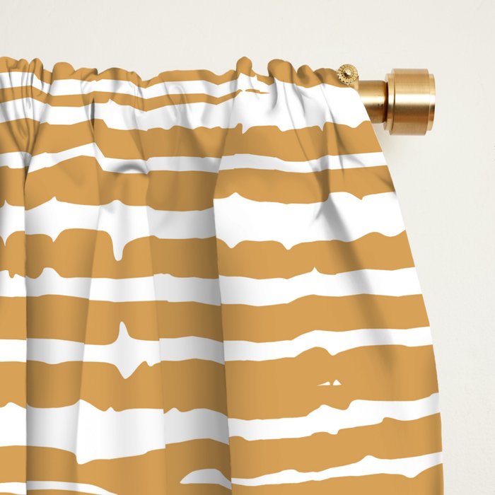 Mustard Yellow Striped Abstract Pattern Window Curtain Gallery Image 2