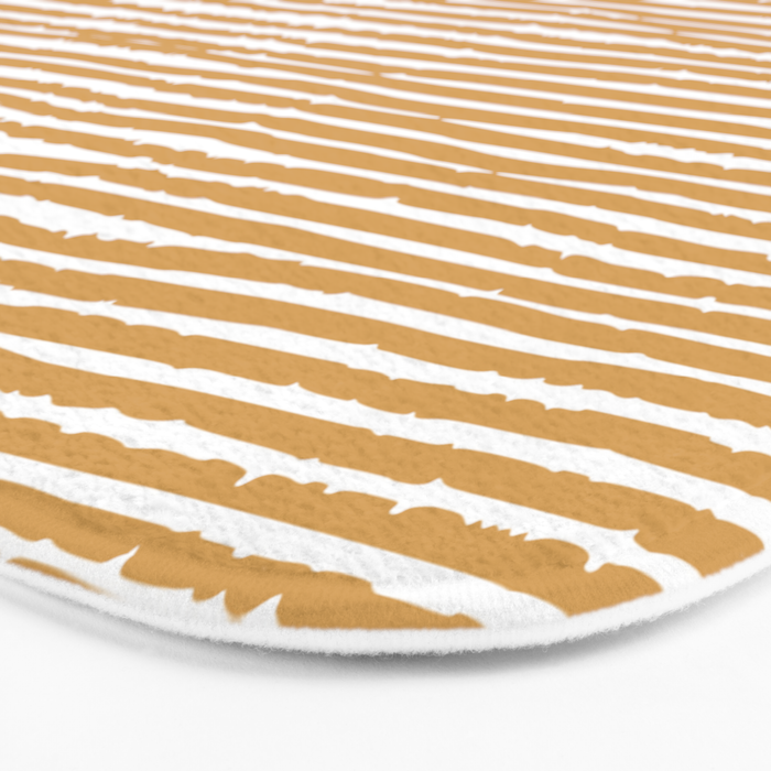 Mustard Yellow Striped Abstract Pattern Bath Mat Gallery Image 3