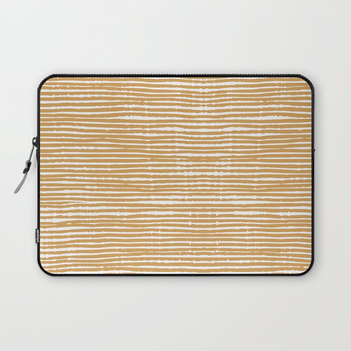Mustard Yellow Striped Abstract Pattern Laptop Sleeve Gallery Image 1