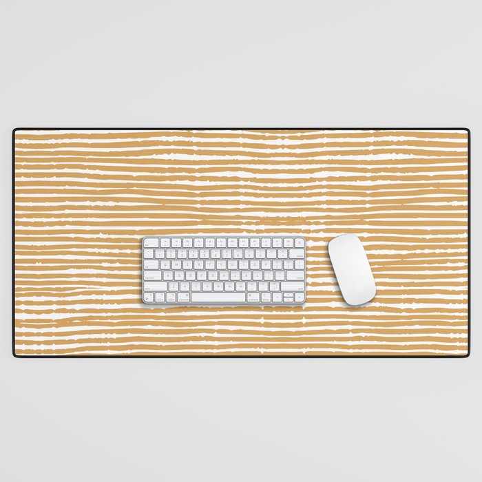 Mustard Yellow Striped Abstract Pattern Desk Mat Gallery Image 1