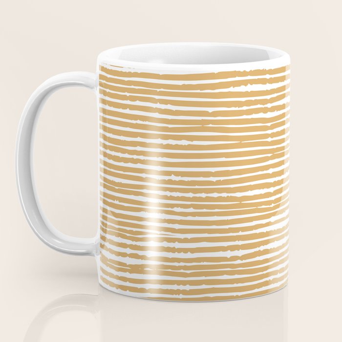 Mustard Yellow Striped Abstract Pattern Coffee Mug Gallery Image 3