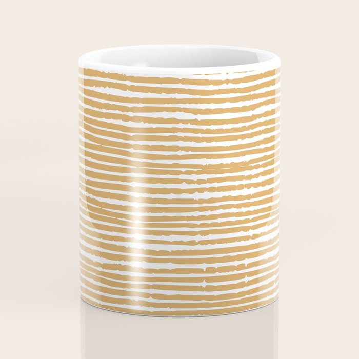 Mustard Yellow Striped Abstract Pattern Coffee Mug Gallery Image 4