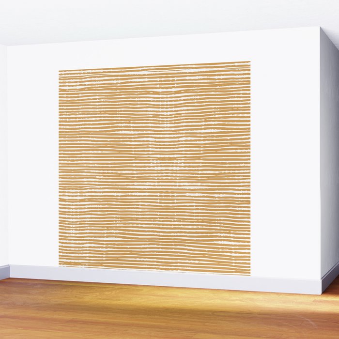 Mustard Yellow Striped Abstract Pattern Wall Mural Gallery Image 2