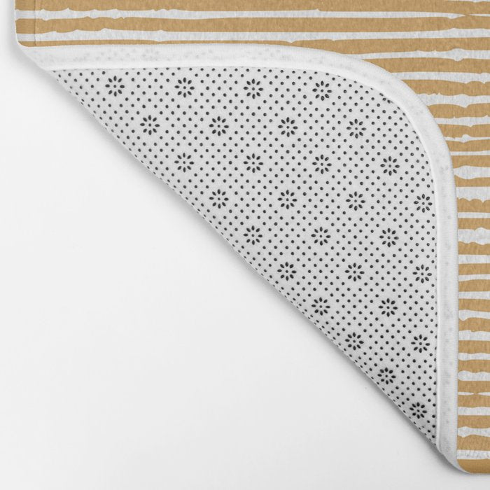 Mustard Yellow Striped Abstract Pattern Bath Mat Gallery Image 2