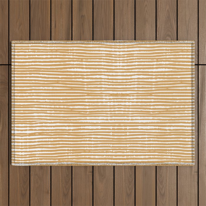 Mustard Yellow Striped Abstract Pattern Outdoor Rug Gallery Image 1