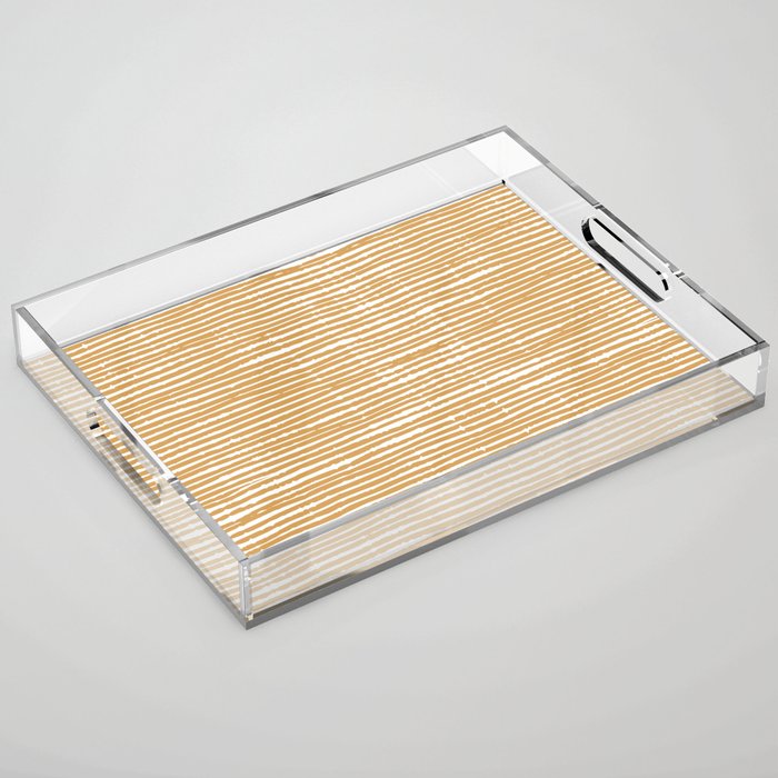 Mustard Yellow Striped Abstract Pattern Acrylic Tray Gallery Image 1