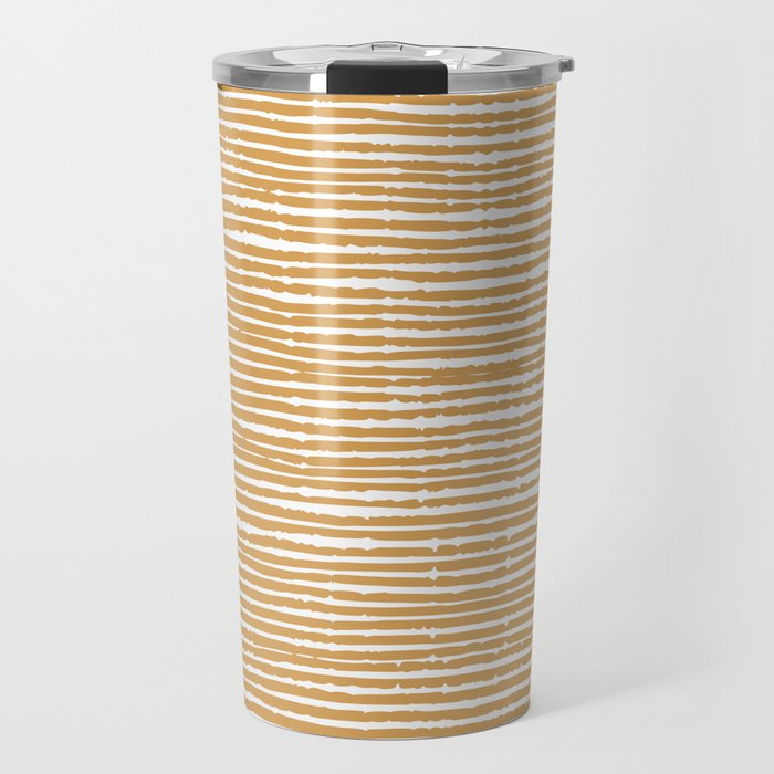 Mustard Yellow Striped Abstract Pattern Travel Mug Gallery Image 1