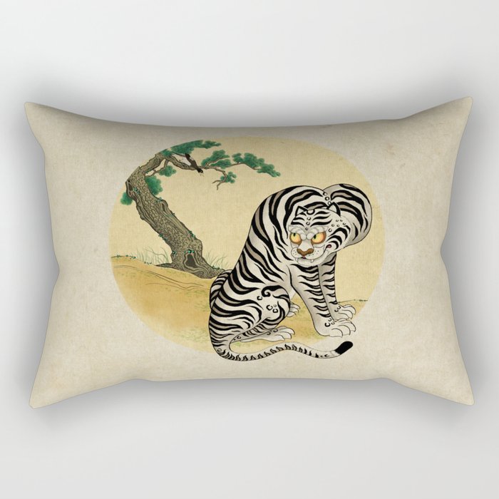 Tiger with magpie type-D : Minhwa-Korean traditional/folk art Rectangular Pillow Gallery Image 1