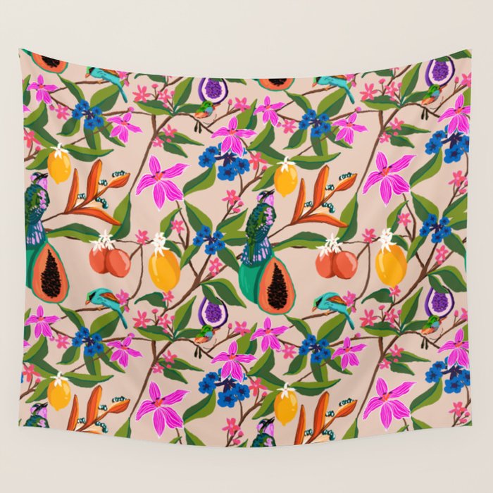 Summer vibes in tropical jungle Wall Tapestry Gallery Image 4